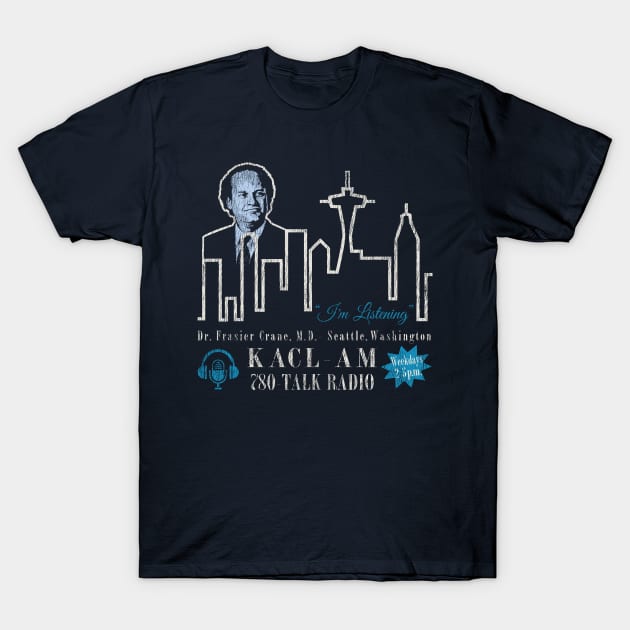 KACL Radio Show Frasier Crane Worn Out T-Shirt by Alema Art